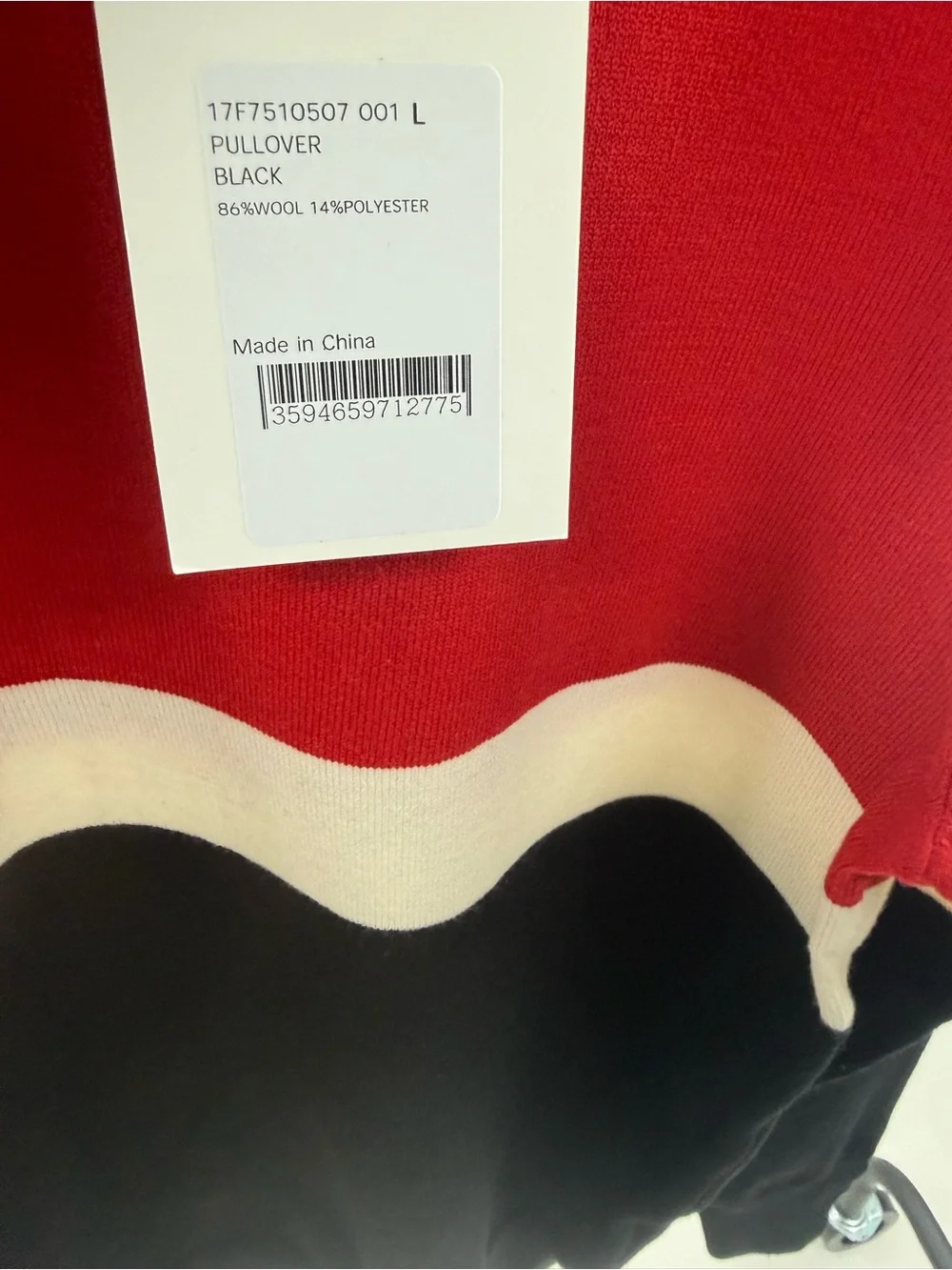 Givenchy Red, Black and Cream Colorblock Crewneck Sweater